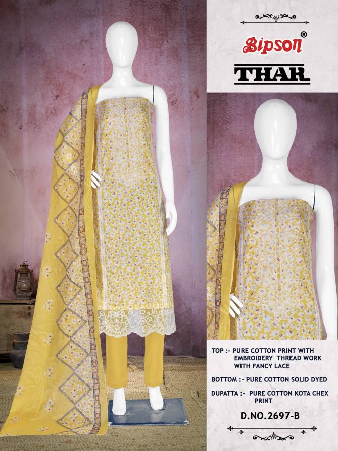 Thar 2697 By Bipson Embroidery Pure Cotton Dress Material Wholesale Market In Surat